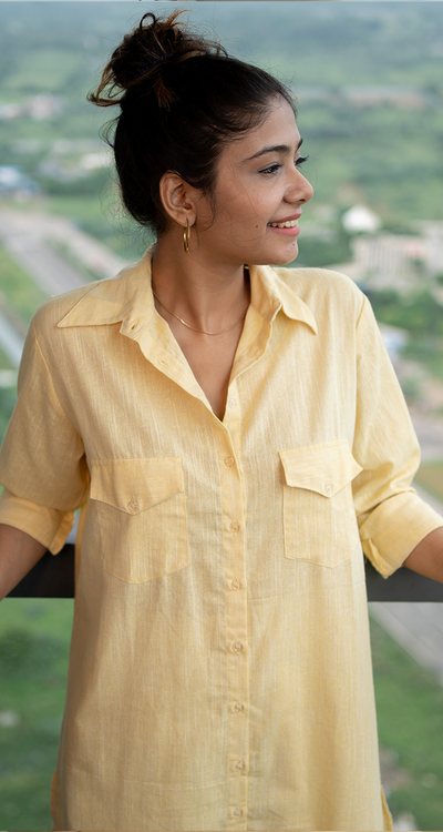 Bougainvillea Kurta in Butter Yellow