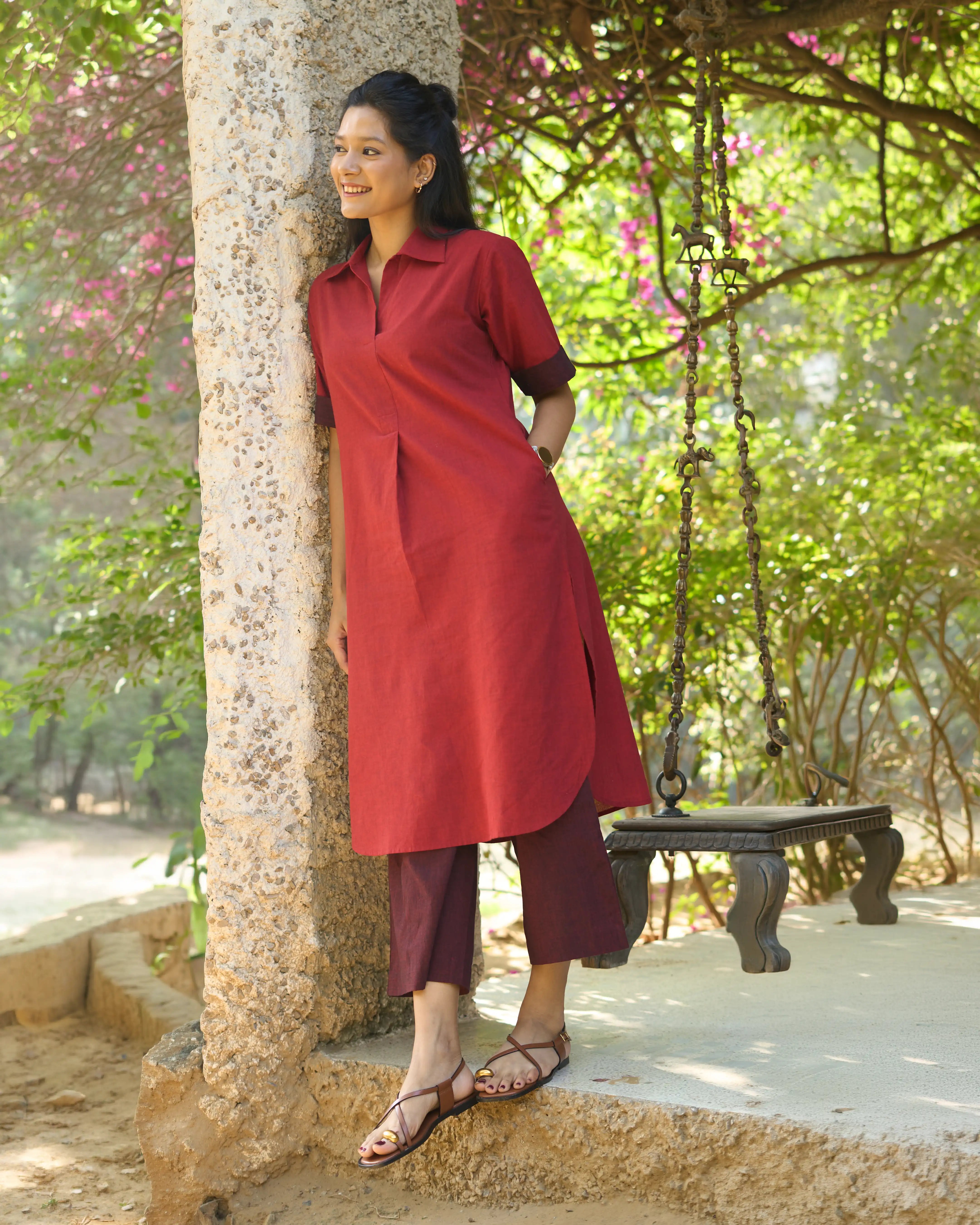 Potluck Kurta Set in Spiced Reds