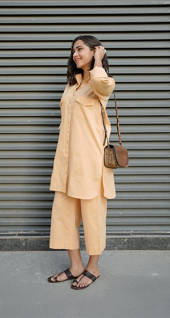 Bougainvillea Kurta Set in Peach