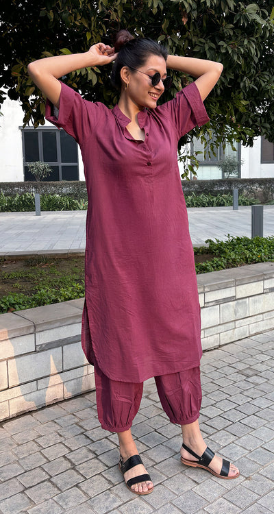 Butter Toast Kurta Co-Ord Set in Burgundy