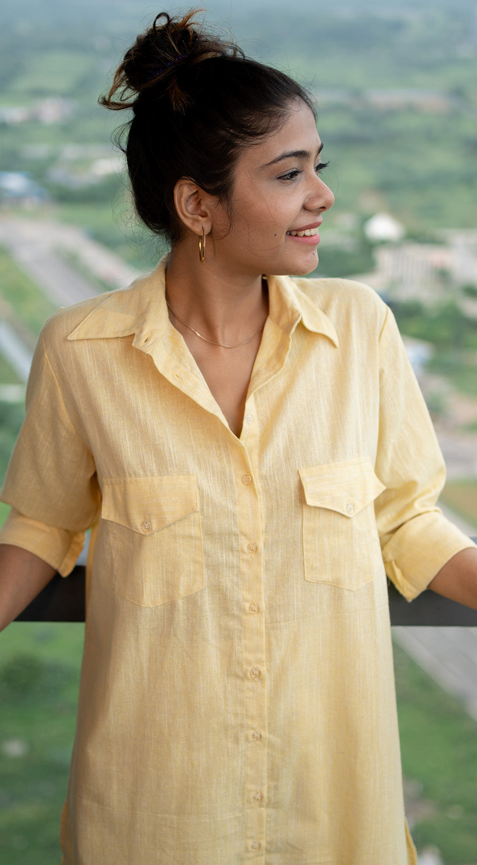 Bougainvillea Kurta Set in Butter Yellow