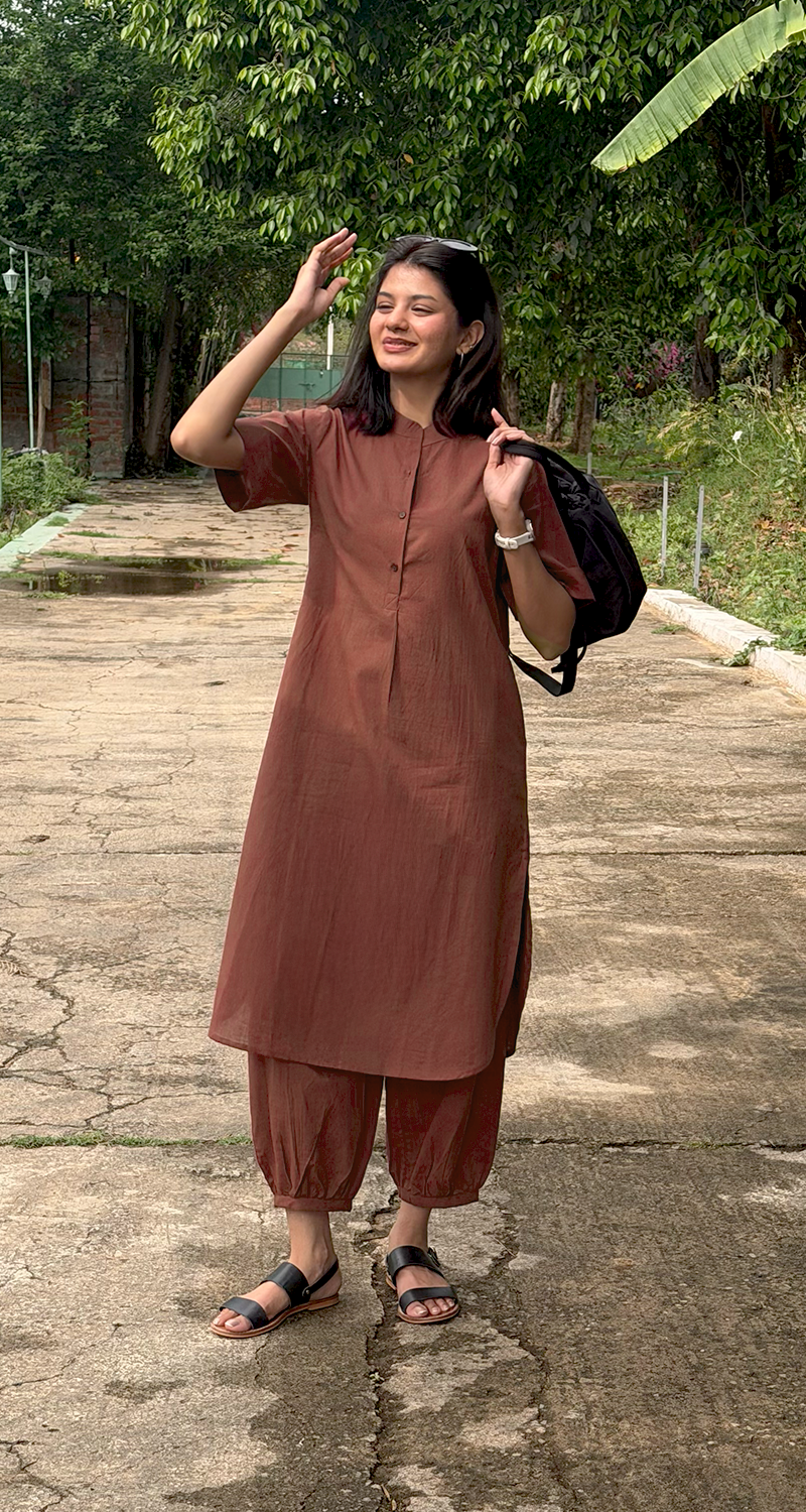 Butter Toast Kurta Co-Ord Set in Brown