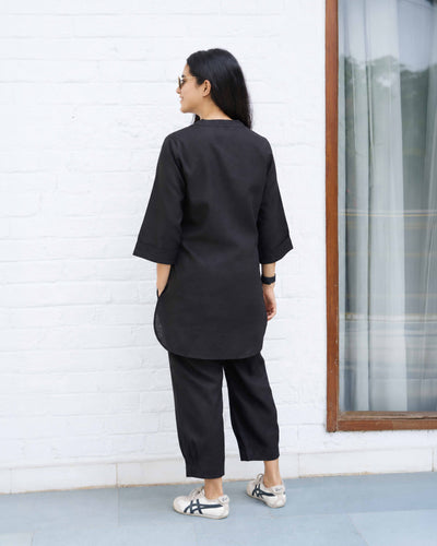 Silver Hoops Kurta Set in Black