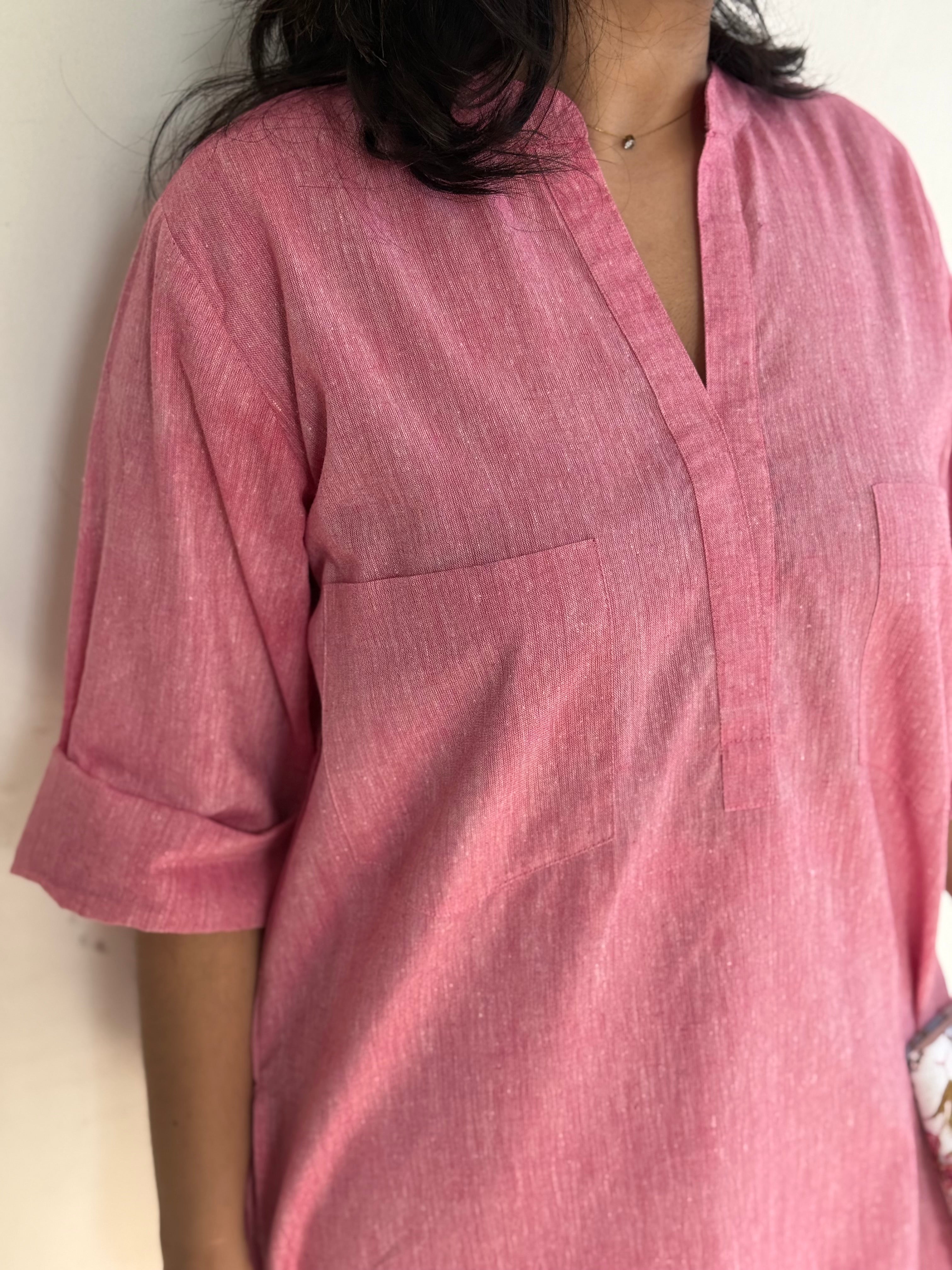 Silver Hoops Kurta Co-Ord Set in Spring Pink