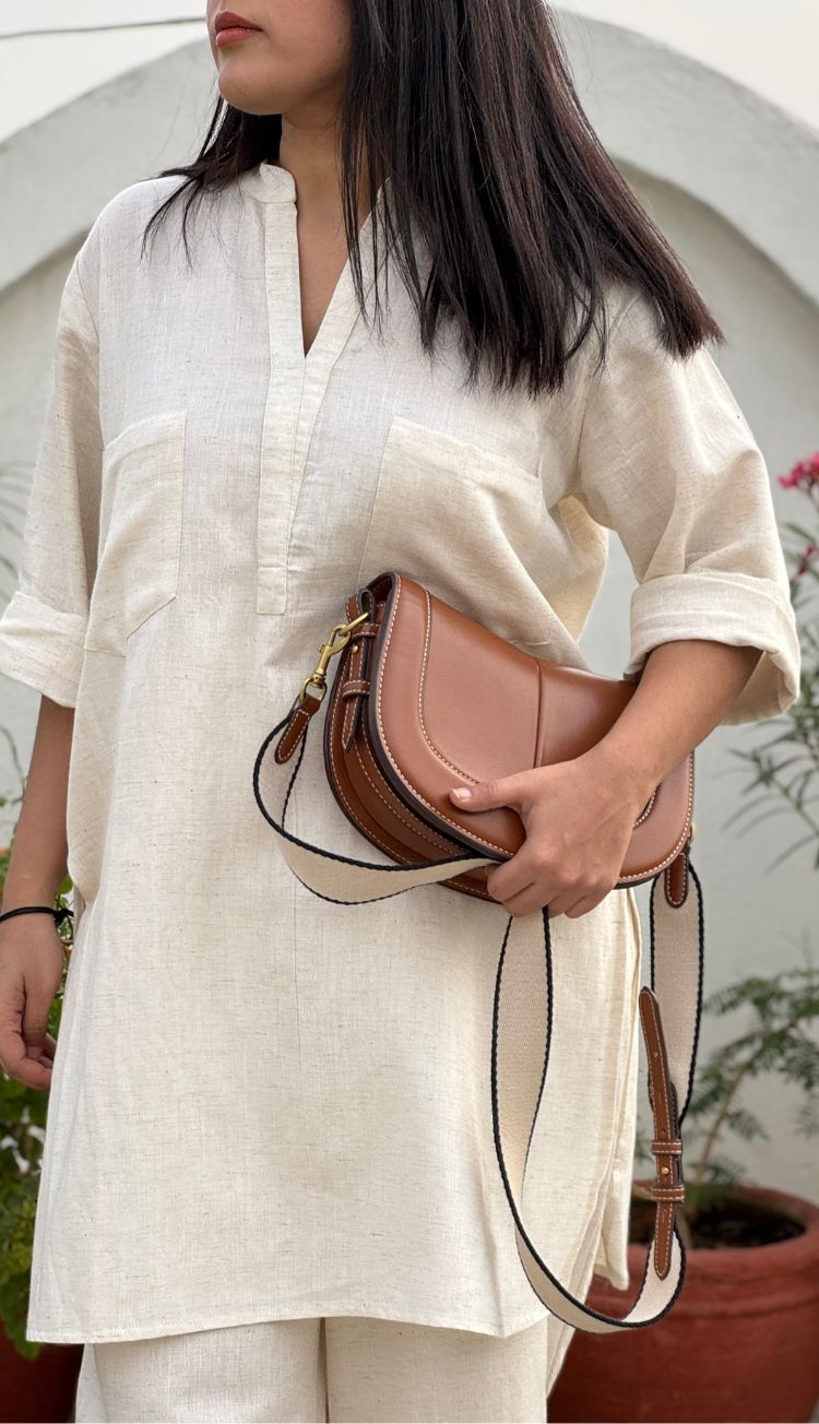 Silver Hoops Kurta in Off-White