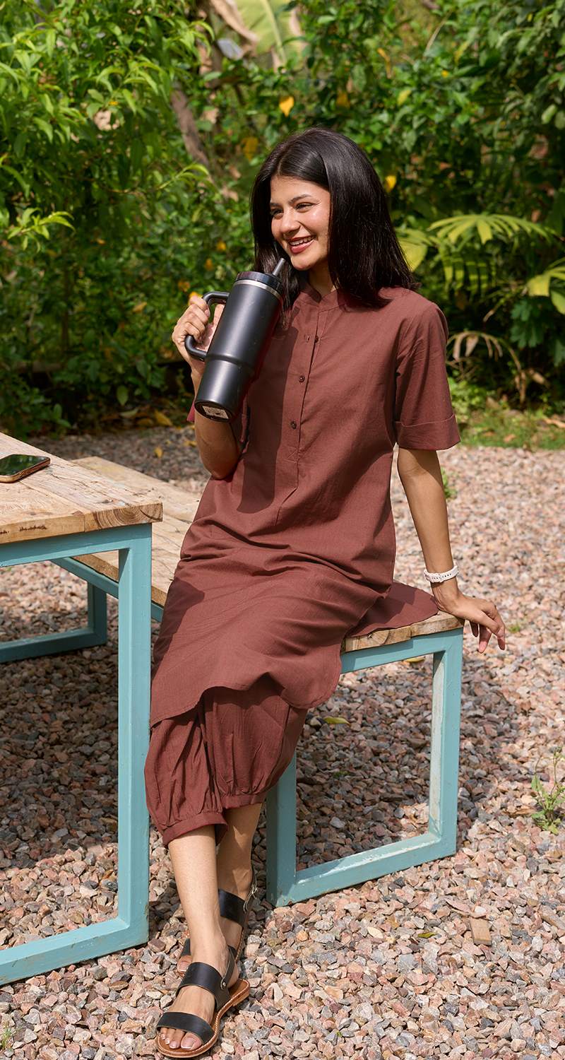 Butter Toast Kurta Co-Ord Set in Brown