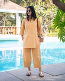 Silver Hoops Kurta in Peach