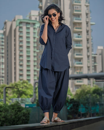 Slow Life Co-Ord in Navy Blue