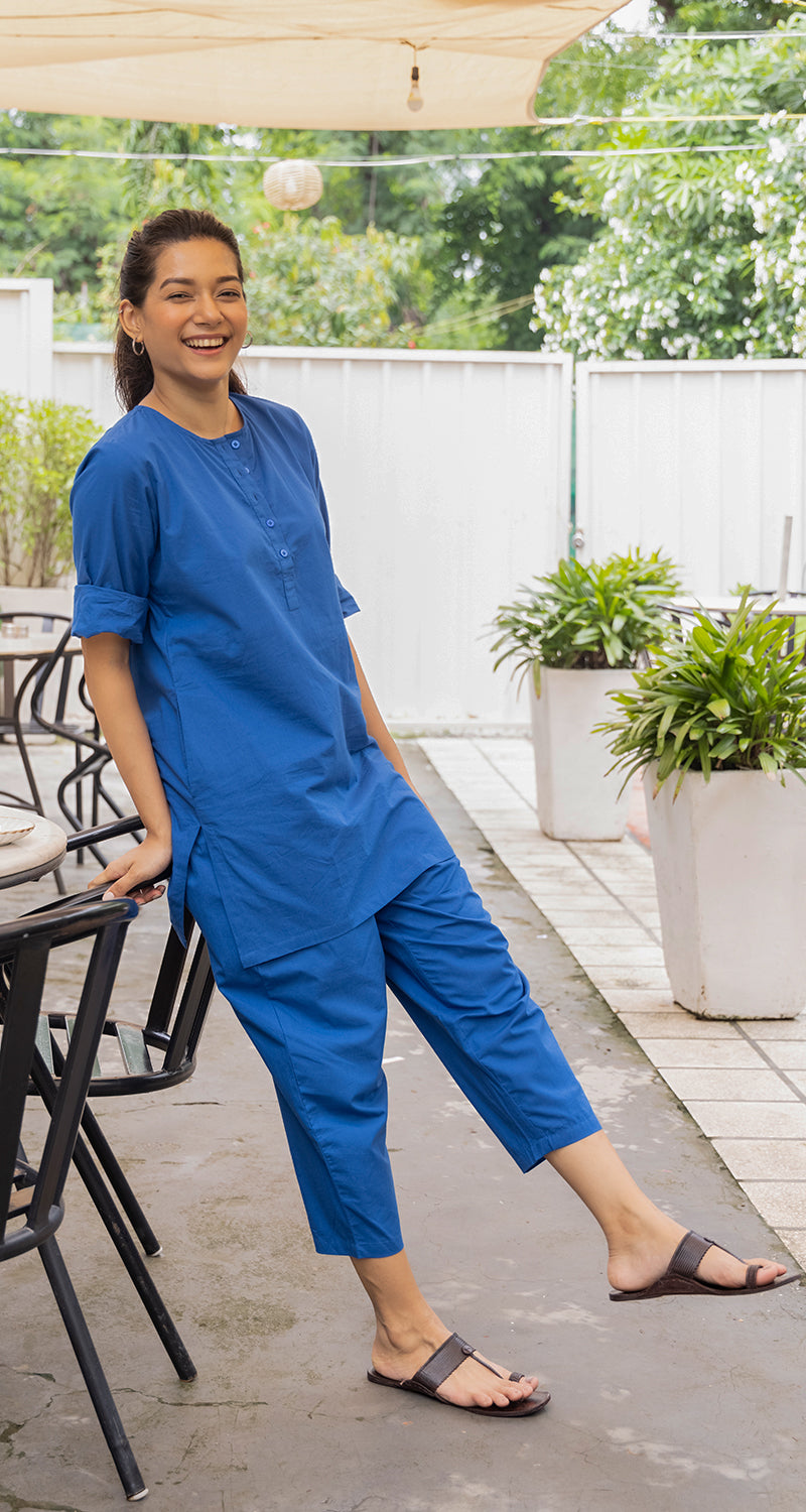 Iced Coffee Pants in Blue Pea