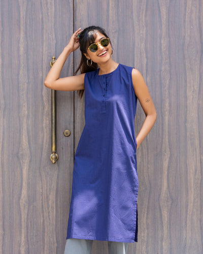 First Rain Kurta in Ink Blue