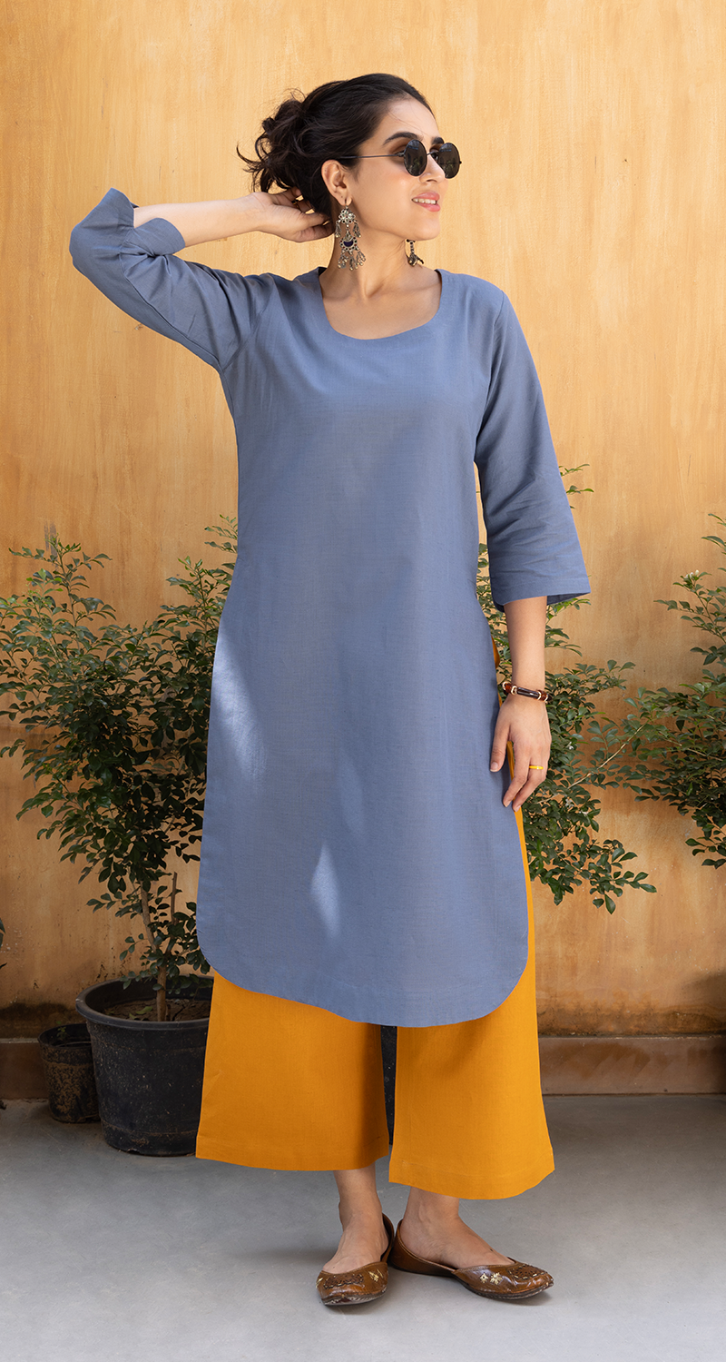 Fairy Lights Kurta in Slate Grey
