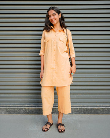Bougainvillea Kurta Set in Peach