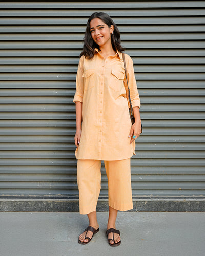 Bougainvillea Kurta Set in Peach