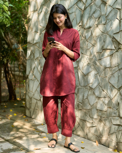 Sunday Paper Co-ord Set in Mellow Red