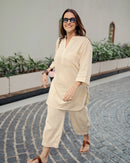Silver Hoops Kurta Set in Off-White