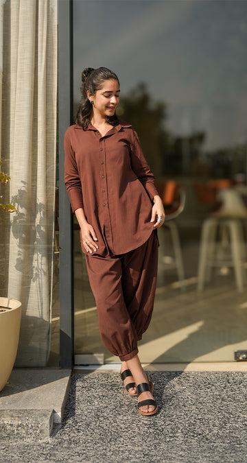 Slow Life Co-Ord Set in Brown