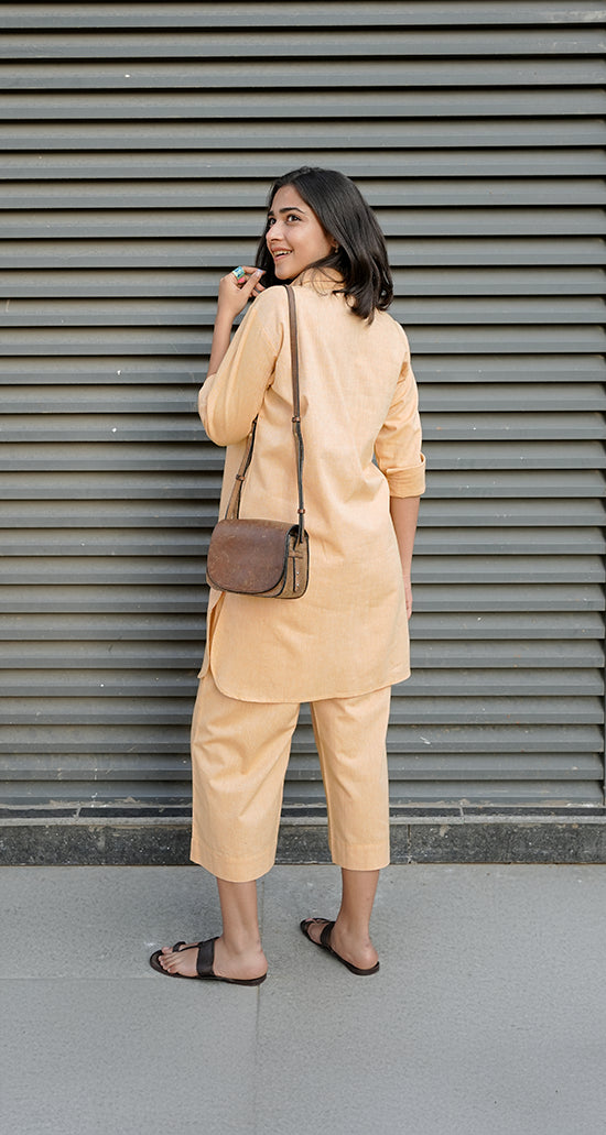 Bougainvillea Kurta Set in Peach