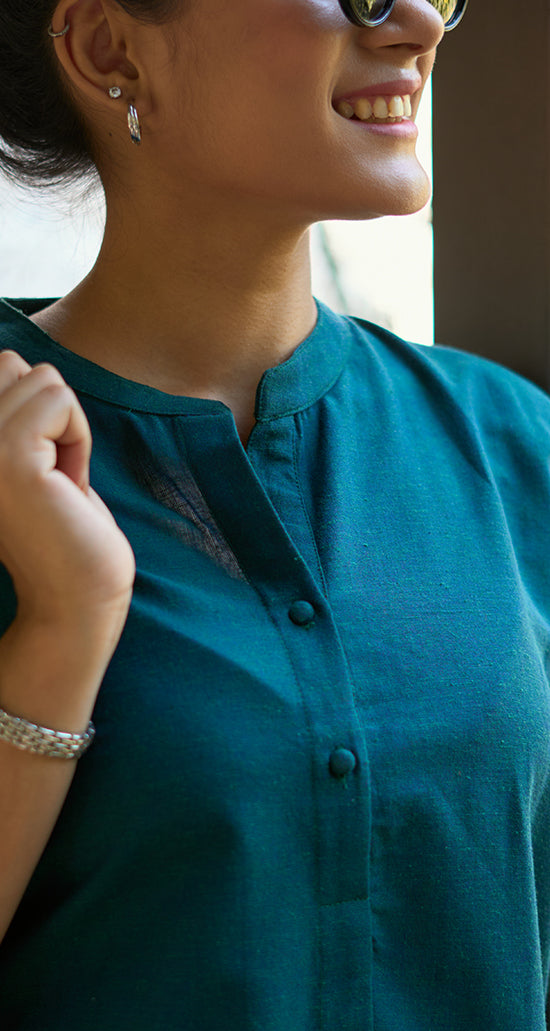 Sunday Paper Kurta in Quiet Teal