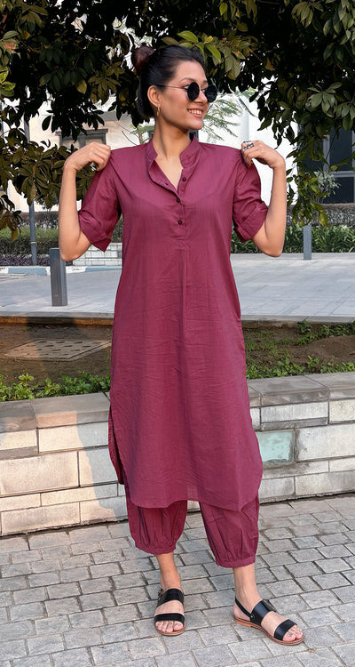 Butter Toast Kurta Co-Ord Set in Burgundy