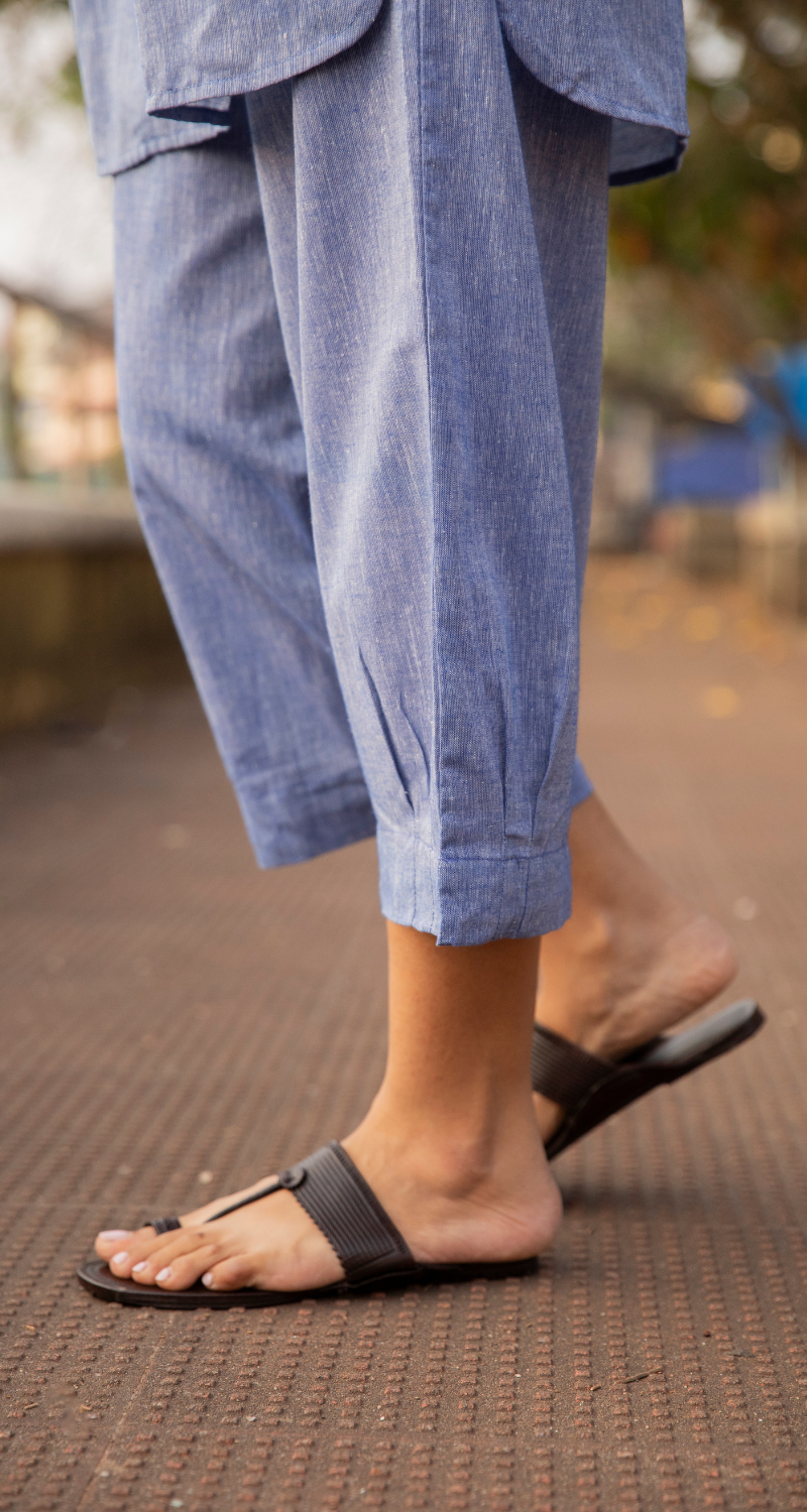 Silver Hoops Pants in Blue