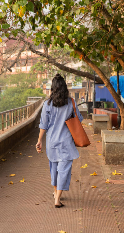 Silver Hoops Kurta Set in Blue