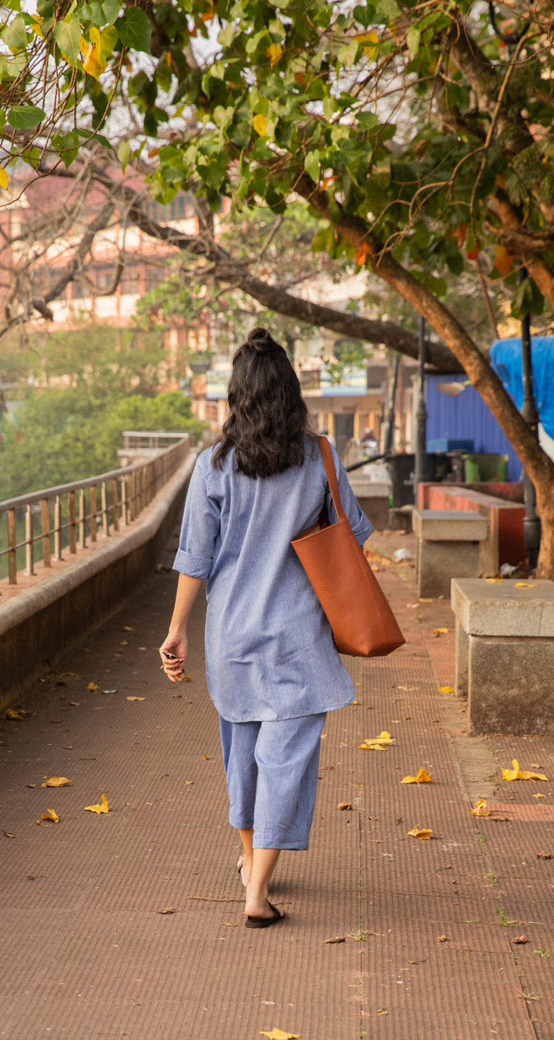 Silver Hoops Kurta Set in Blue