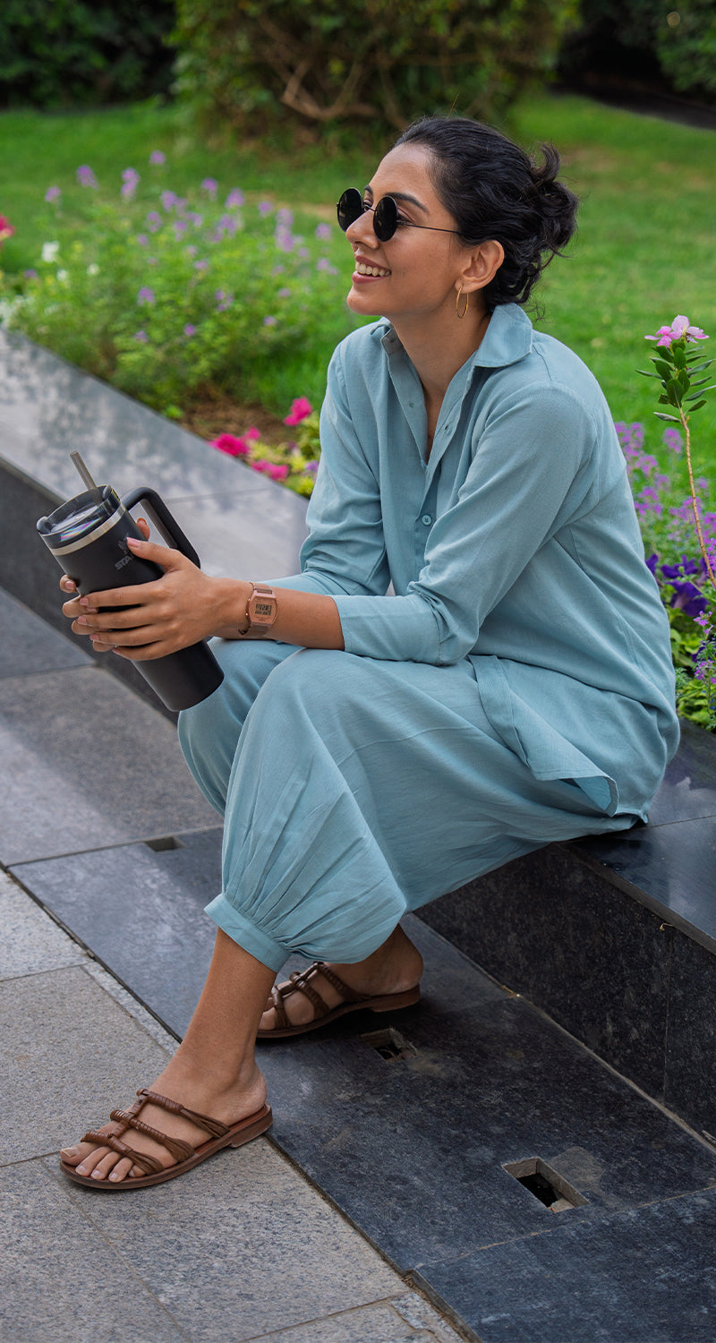 Slow Life Co-Ord Set in Sea Green