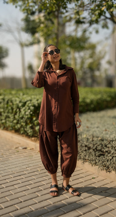 Slow Life Co-Ord Set in Brown
