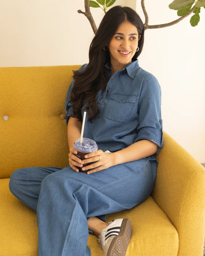 Masala Chai Co-Ord Set in Denim