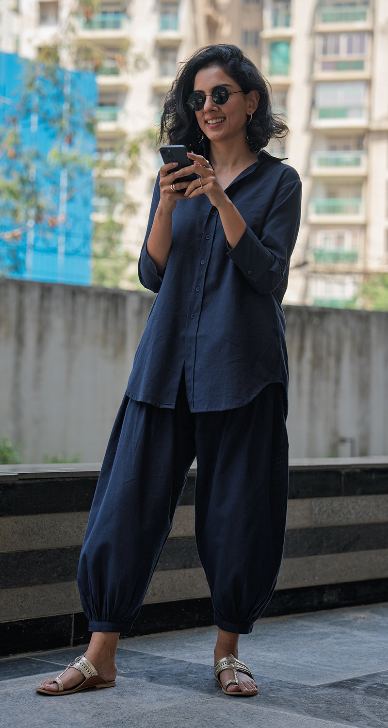 Slow Life Co-Ord in Navy Blue