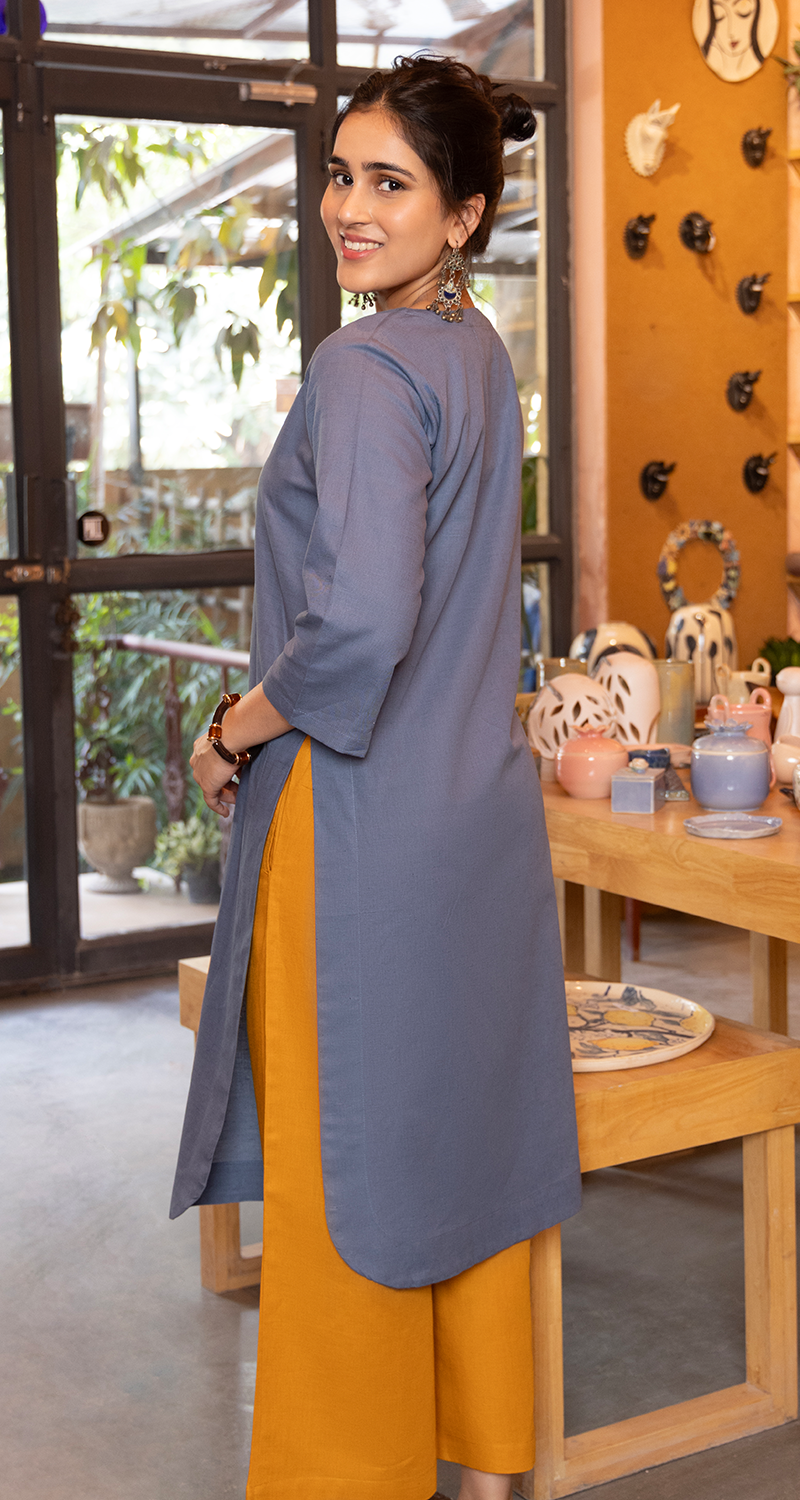 Fairy Lights Kurta in Slate Grey