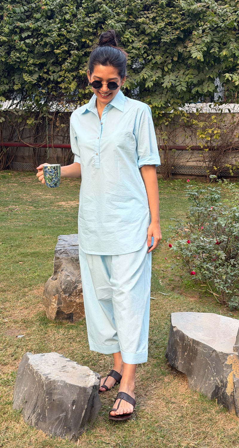 Beach Walk Co-Ord Set in Sky Blue