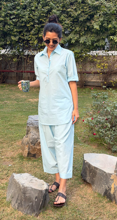Beach Walk Co-Ord Set in Sky Blue