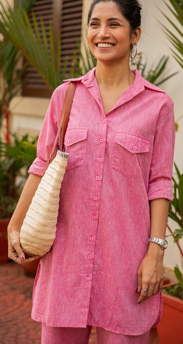 Bougainvillea Kurta in Spring Pink