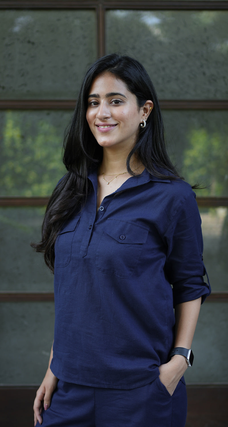 Masala Chai Co-Ord Set in Navy