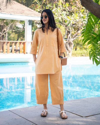 Silver Hoops Kurta in Peach