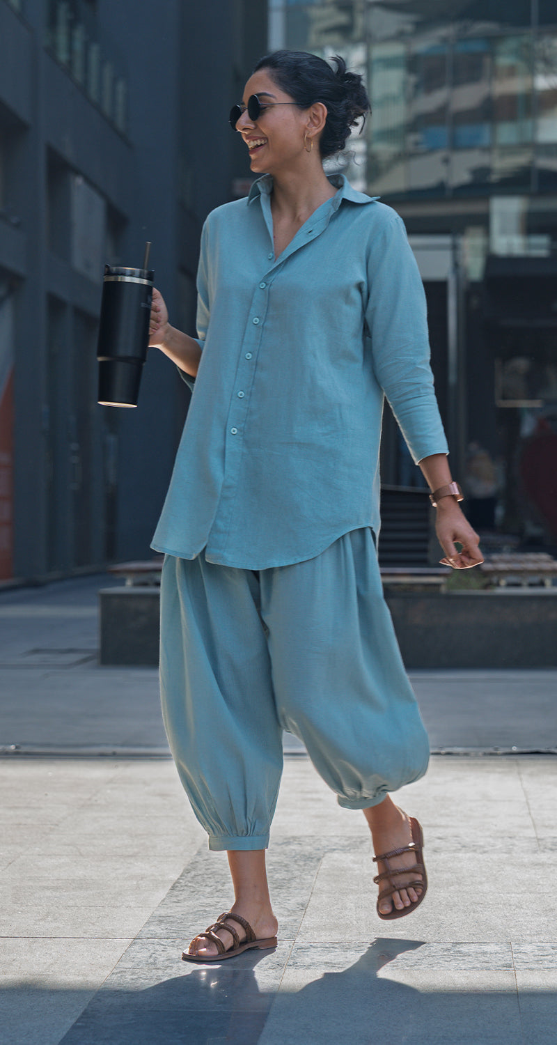 Slow Life Co-Ord Set in Sea Green