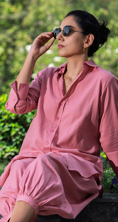 Slow Life Co-Ord Set in Salmon Pink
