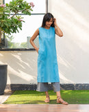 First Rain Kurta in Aqua Blue