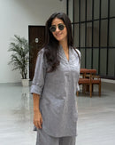 Silver Hoops Kurta in Grey