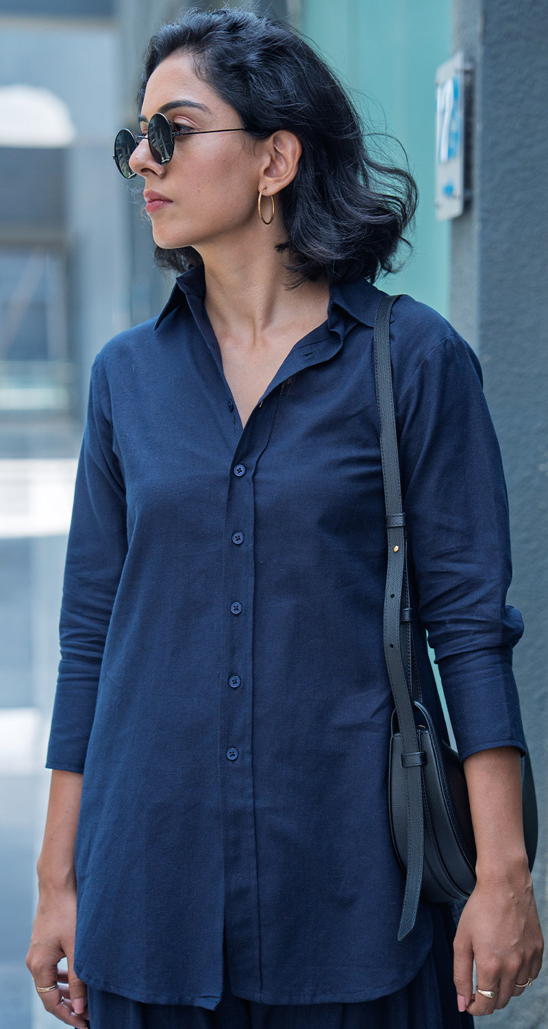 Slow Life Top in Navy Blue