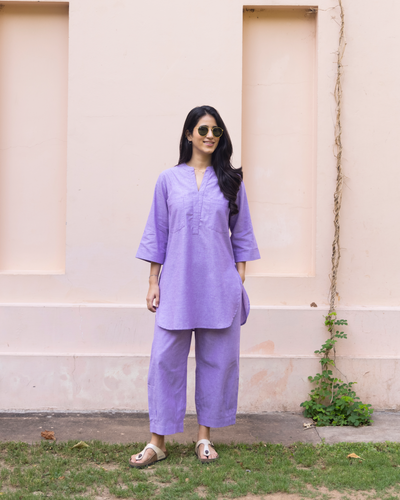 Silver Hoops Kurta in Lilac
