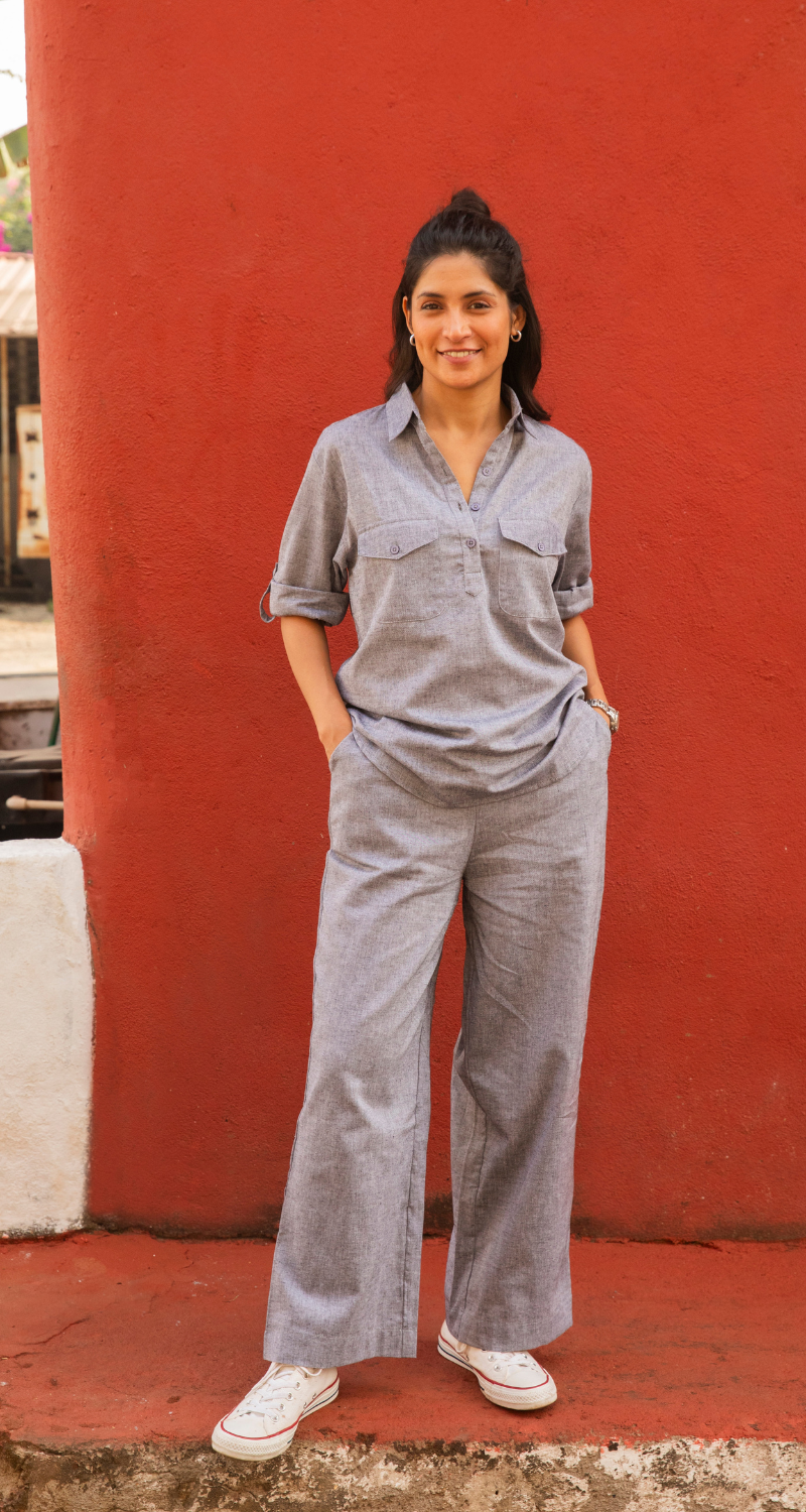 Masala Chai Co-Ord Set in Grey