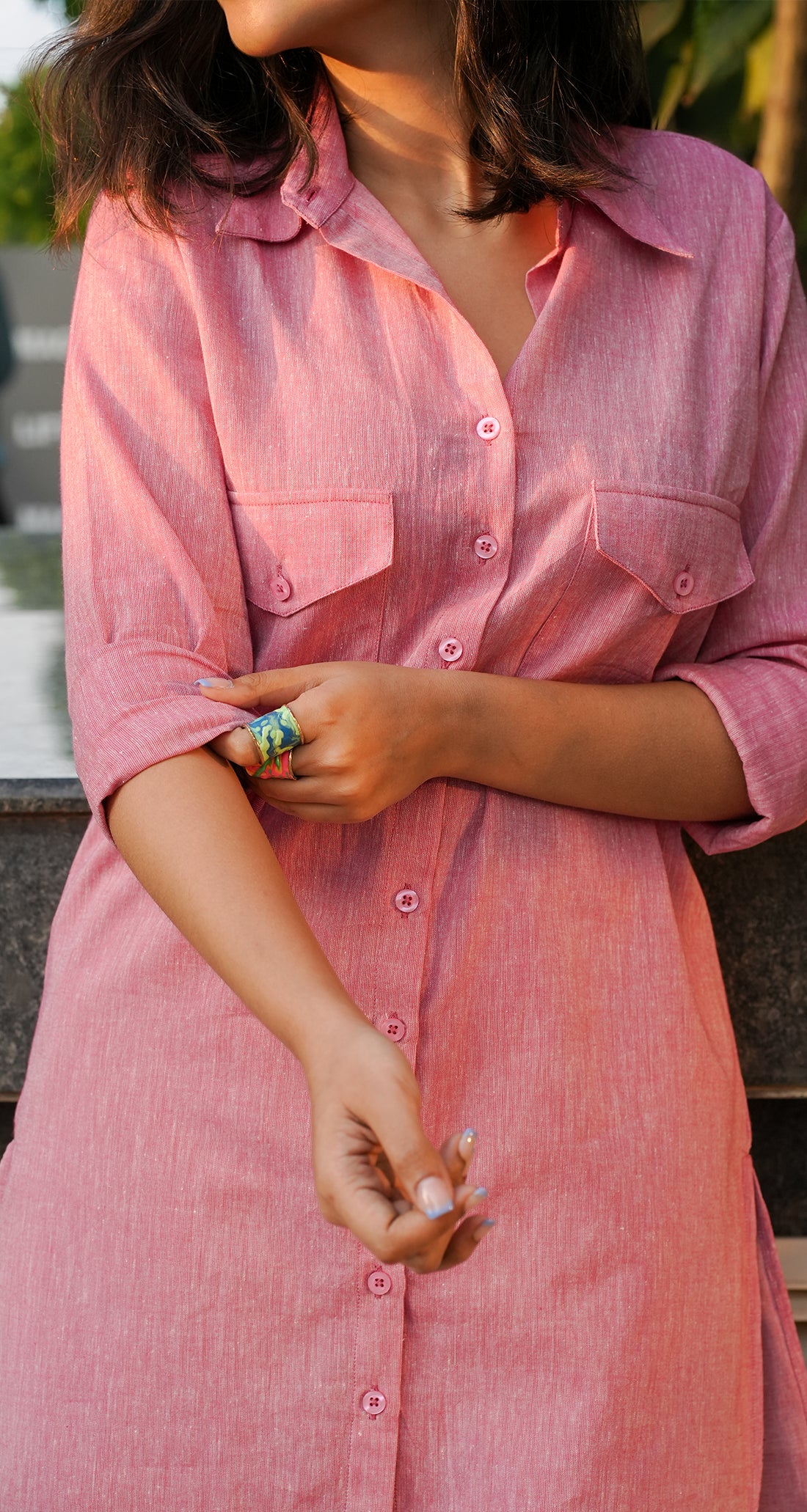 Bougainvillea Kurta in Spring Pink