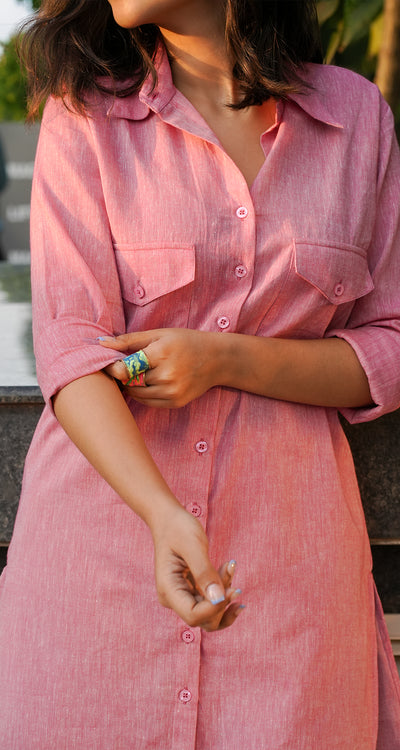 Bougainvillea Kurta Set in Spring Pink