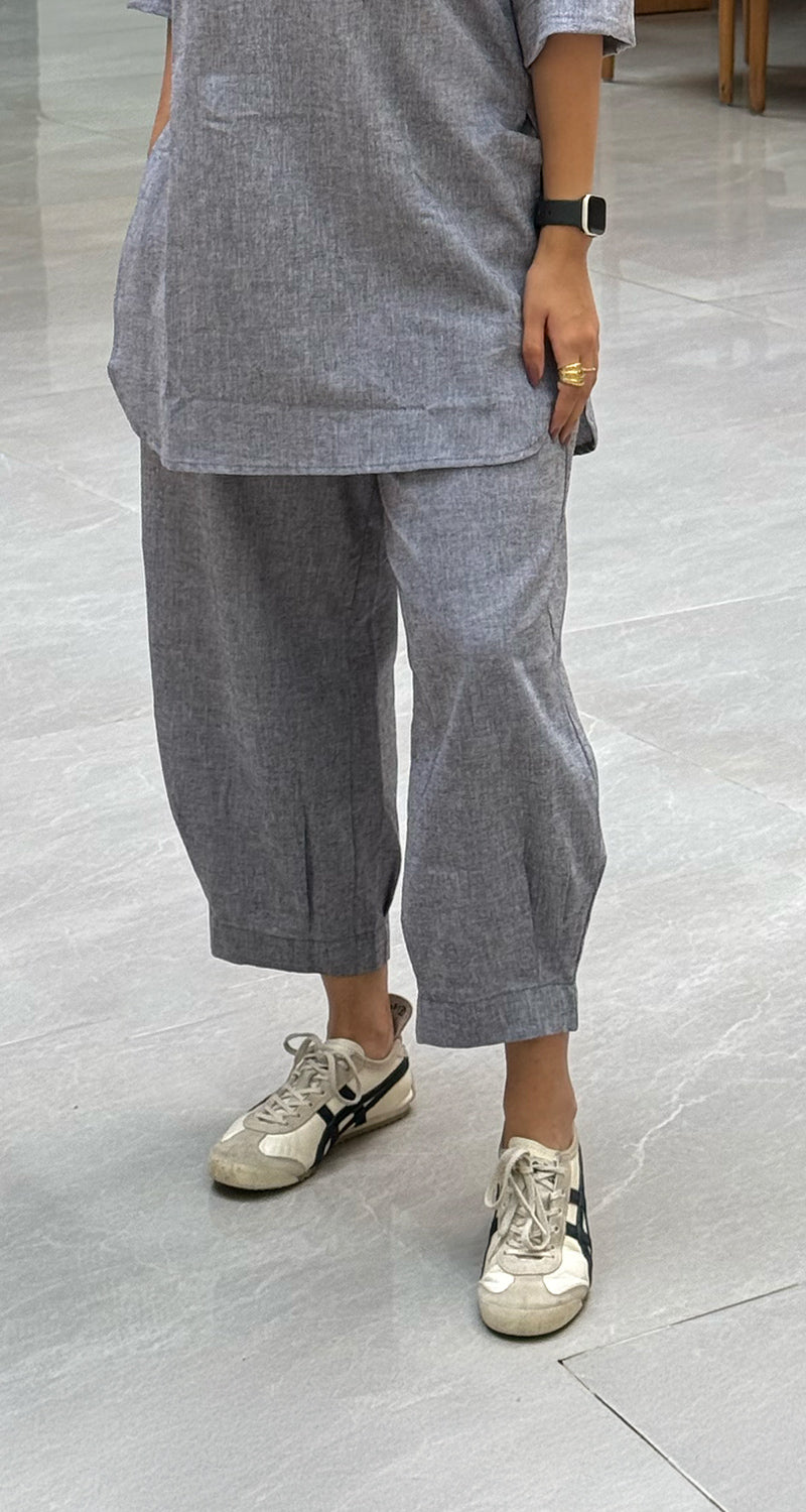 Silver Hoops Kurta Set in Grey