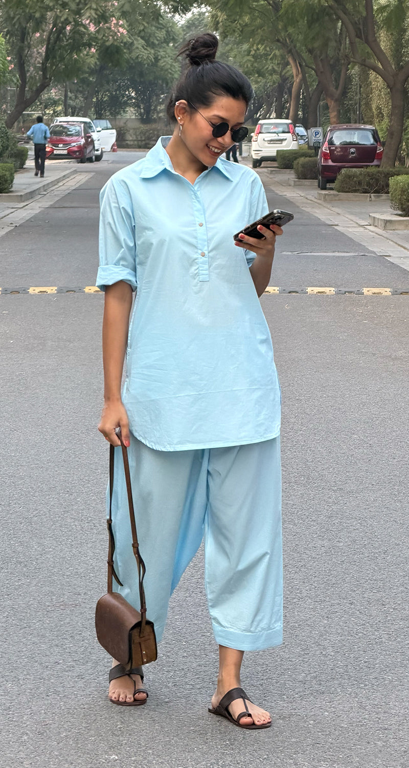 Beach Walk Co-Ord Set in Sky Blue