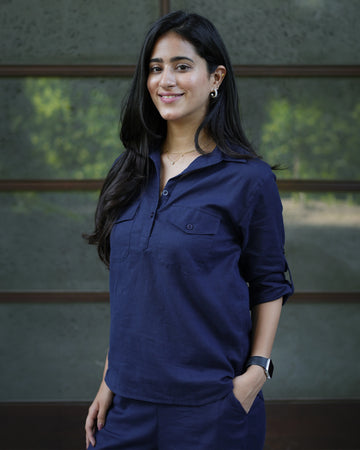 Masala Chai Top in Navy