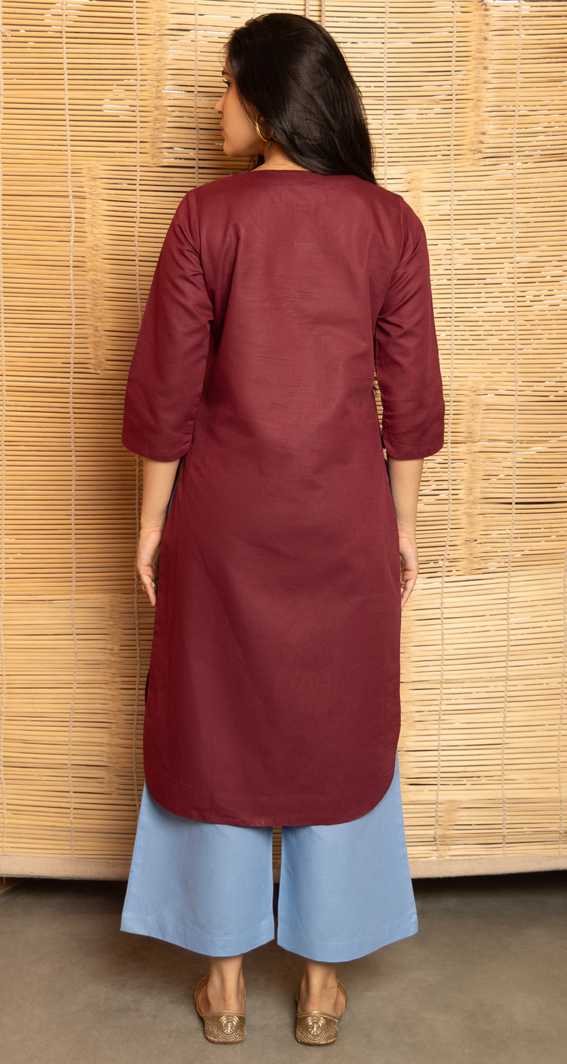 Fairy Lights Kurta in Burgundy