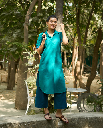 Potluck Kurta Set in Herby Teal
